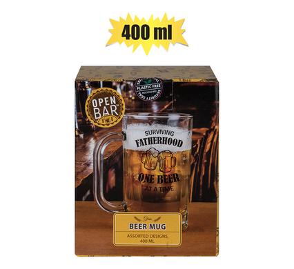 Open Bar Beer Mug Glass Dad 400ml Assorted