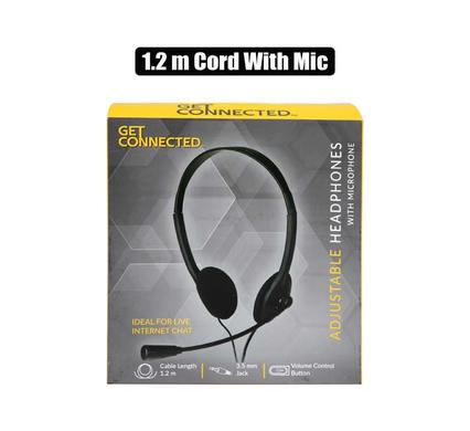 Get Connected Headphones With Mic+1.2M Cord
