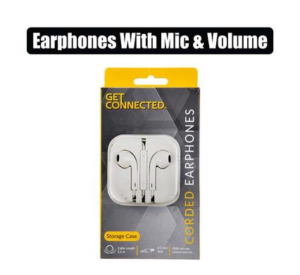 Get Connected Earphones With Mic And Volume Control