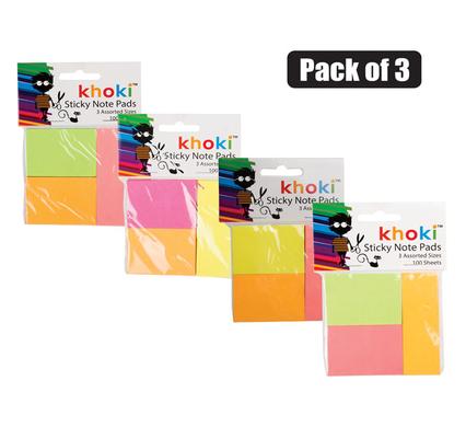 Khoki Note-Pad Self-Stick File Markers 3Pk