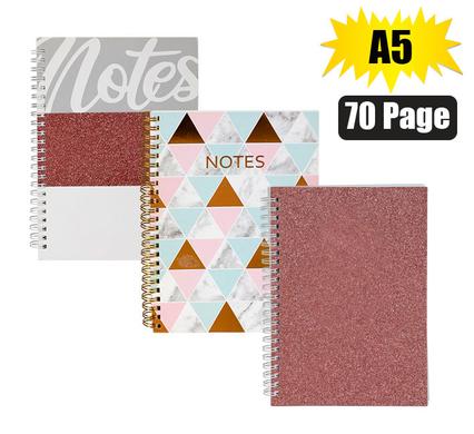 Novelty Notebook Spiral Glamour A5 70Pg