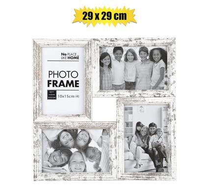 No Place Like Home Picture-Frame Collage Wood 4-Hole Stresd