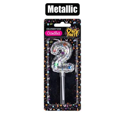 Crazy Party Candle Birthday Printed Metallic No-2