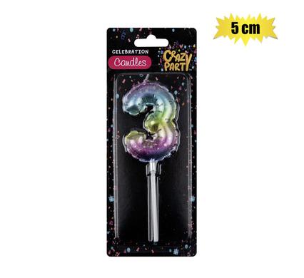 Crazy Party Candle Birthday Balloon-3 Rainbow 5cm