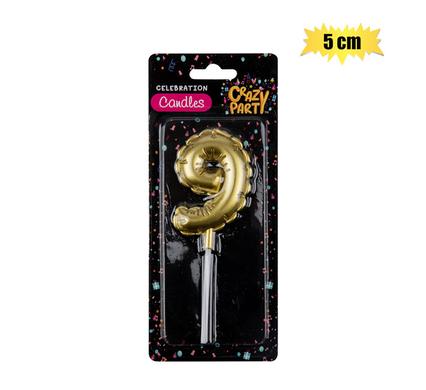 Crazy Party Candle Birthday Balloon No.9-Gld 5cm