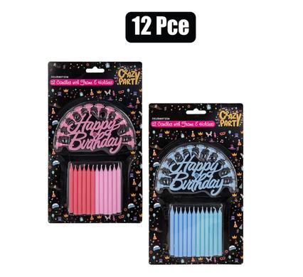 Crazy Party Candle Birthday 12 C/Holders+Frame