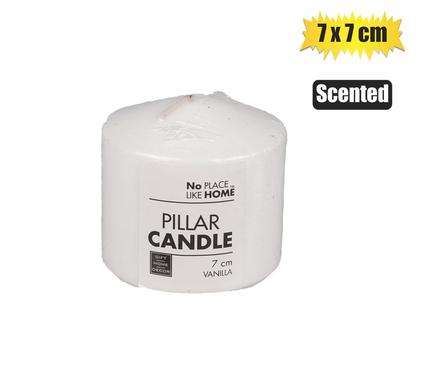 No Place Like Home Candle Pillar Round White 7X7cm Scented