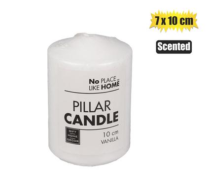 No Place Like Home Candle Pillar Round White 10X7cm Scented