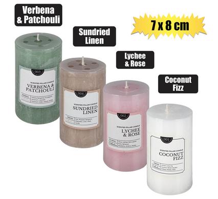Candle Pillar Round Assorted 7X8cm Scented