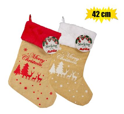 Xmas Décor Xmas Stocking Hessian W Prnt 42cm