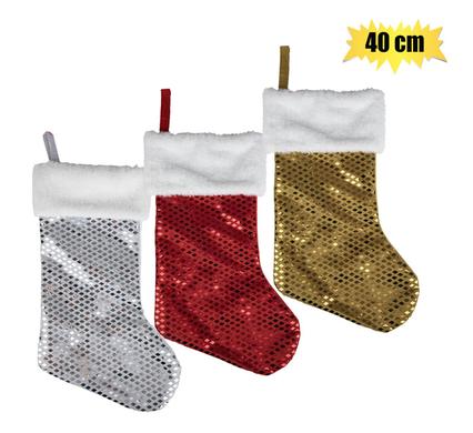 Xmas Décor Xmas Stockings Sequins Assorted 40cm