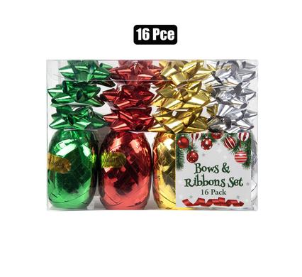 Xmas Décor Xmas Ribbon & Bow Set 16 Piece