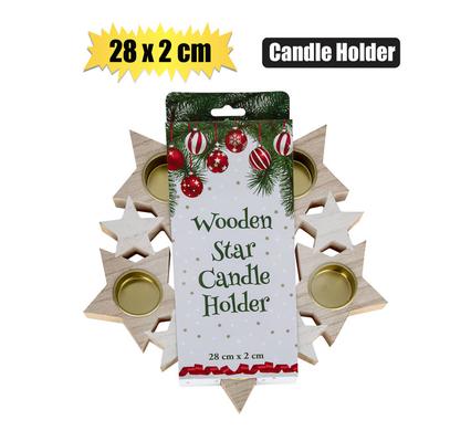 Xmas Décor Xmas Candle Holder Mdf Star 28X2cm