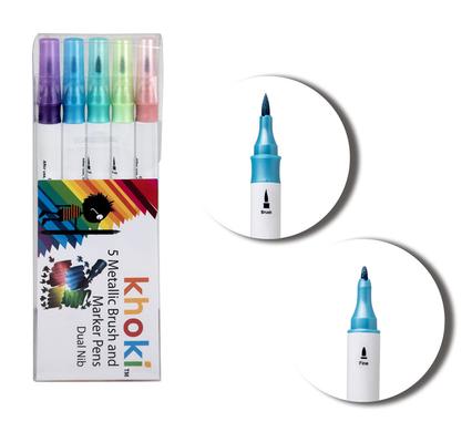 Khoki Art+Craft Dual Tip Metal Brush & Fine Pen