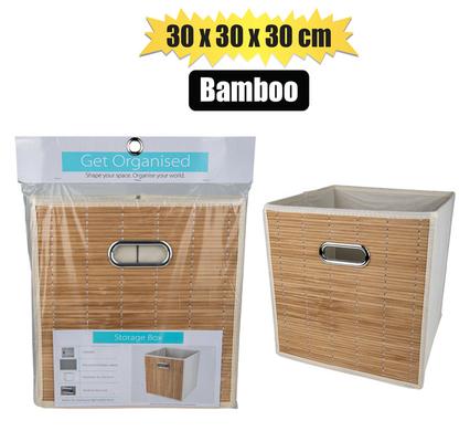 Get Organised Storage Box Non-Woven 30X30X30cm Bamboo