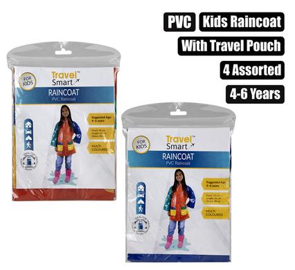 Travel Smart Raincoat Kids Pvc Size 4-6 Multi Color