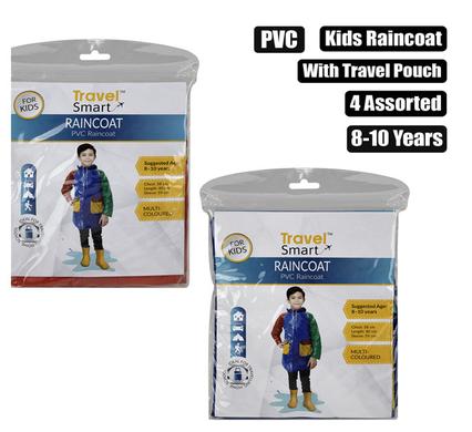 Travel Smart Raincoat Kids Pvc Size 8-10 Multi Color