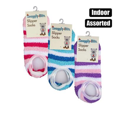 Snuggly Bits Socks Indoor Slipper With Grip Stripe
