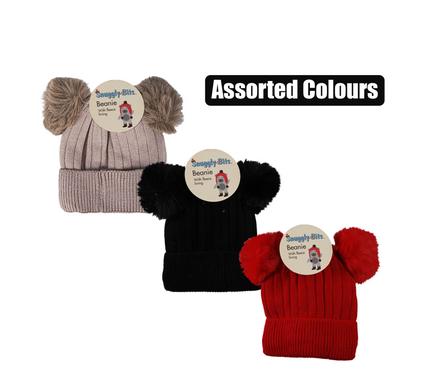Snuggly Bits Beanie Kids 2-Tassle+Fleece 16cm