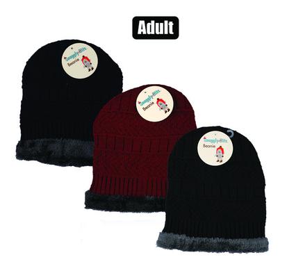 Snuggly Bits Beanie Adult Knitted With Inner Fleece Ass