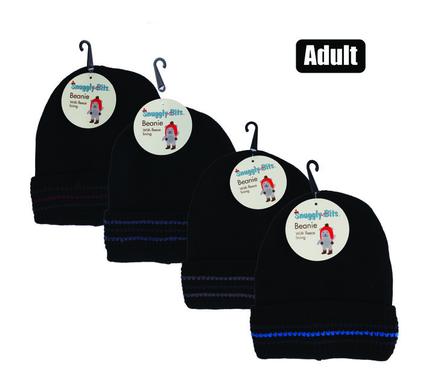 Snuggly Bits Beanie Adult With Inner Stripe Asst