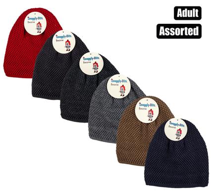 Snuggly Bits Beanie Adult Knitted Fleece 21X22cm Asst