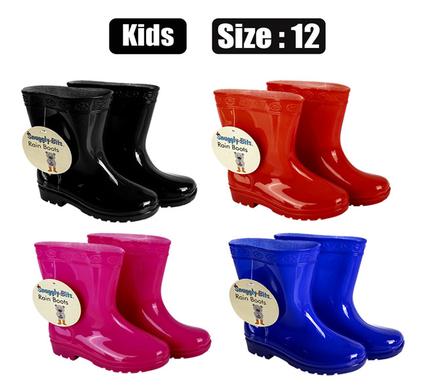 Snuggly Bits Rainboot Kids Plain Colour Size 12