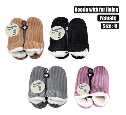 Snuggly Bits Slipper Bootie With Fur Lining Size 6