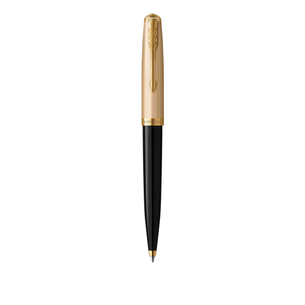 Parker 51 Deluxe Ball Pen Medium Nib Black Ink - Black Gold Trim