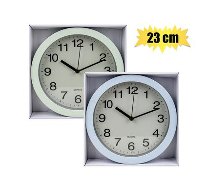 Clock Wall Pl Sqr/Rnd 23cm Assorted