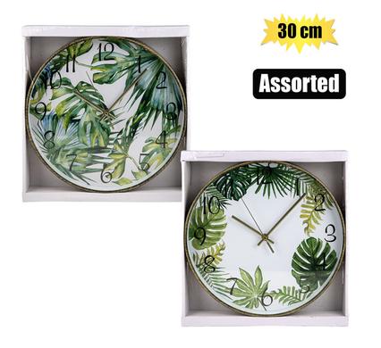 Clock Wall Pl Round Jungle 30cm Assorted