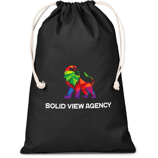 Allsorts Maxi Cotton Drawstring Pouch - Black | Custom Branded & Personalised Bags | Just Brand
