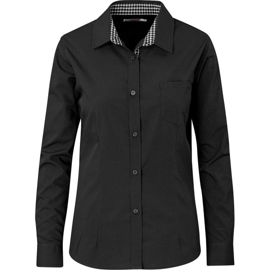 Ladies Long Sleeve Warrington Shirt - Black | Lounge Shirts | Corporate clothing | Gift Wrap Shop