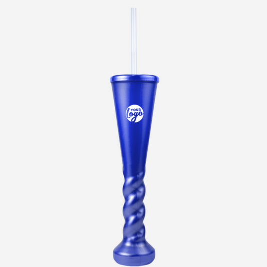 Swirl Yard Glass with Cap and Straw (Metallic)