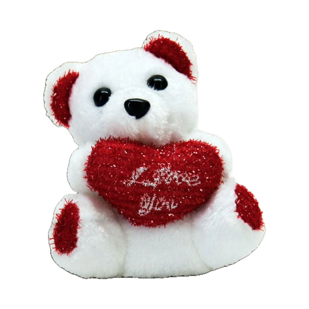 12cm White Teddy with Red Heart Gift