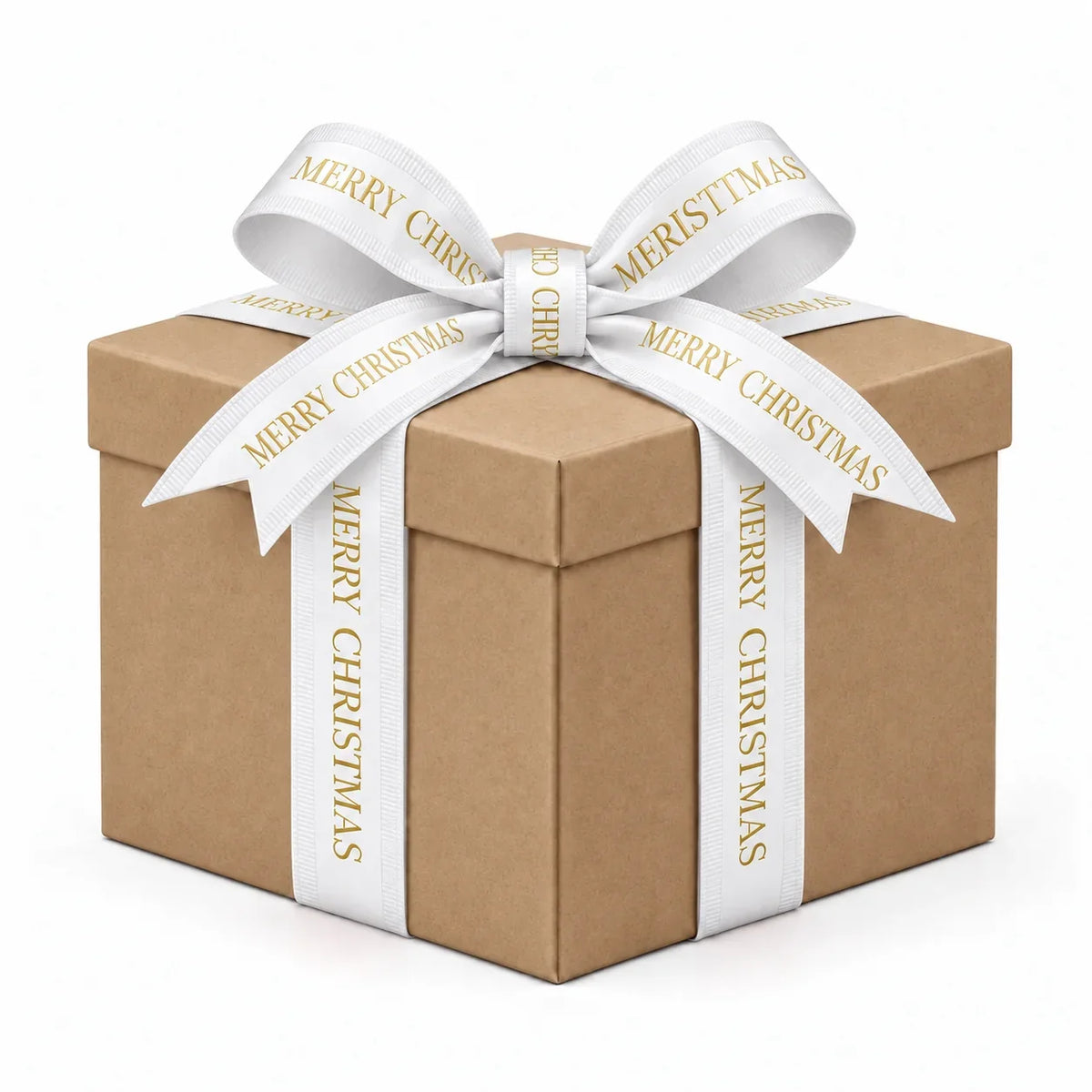 Satin & Petersham Merry Christmas White Roll