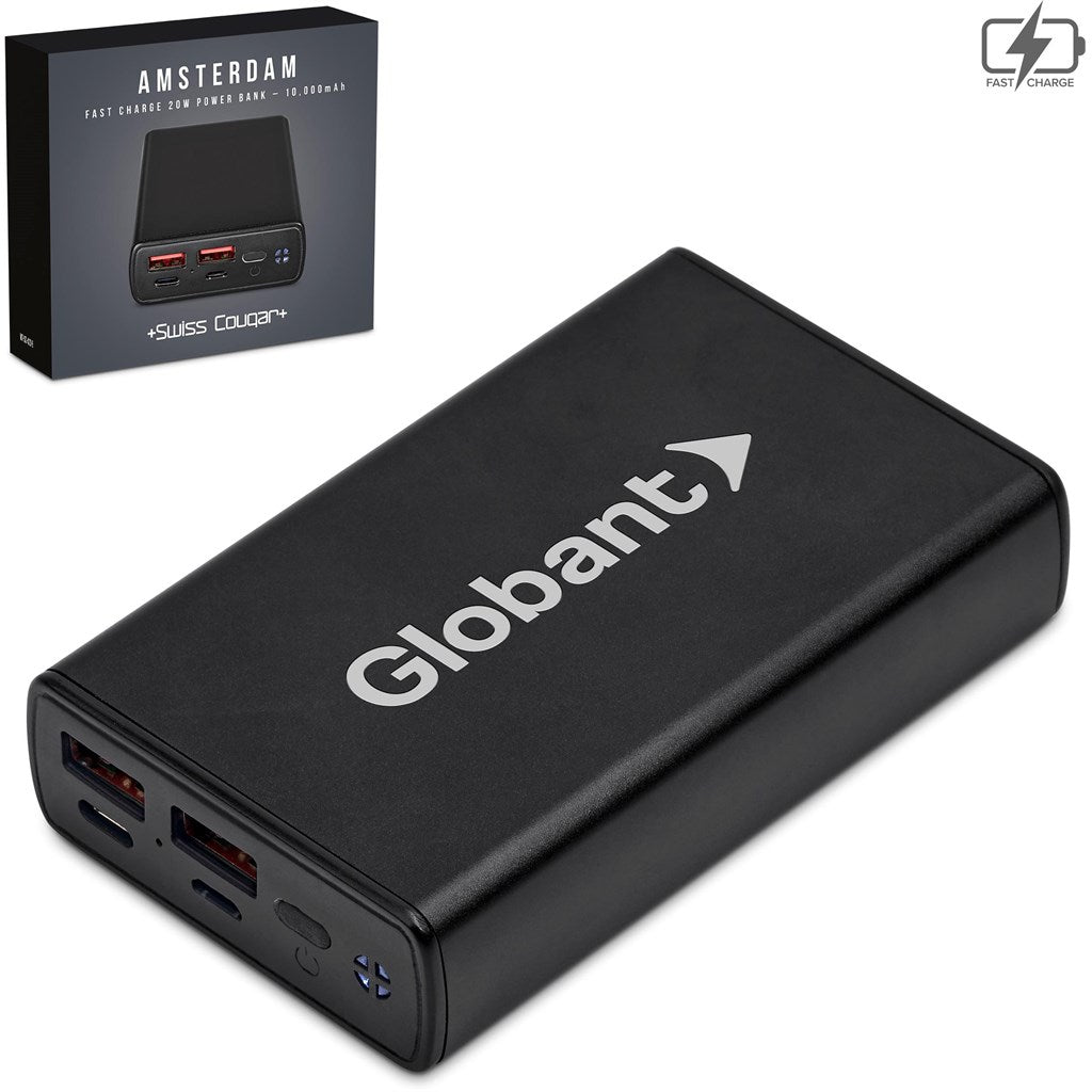 Swiss Cougar Amsterdam Fast Charge 20W Power Bank – 10 000mAh-Power Banks-custom-branded-Gift Wrap Shop