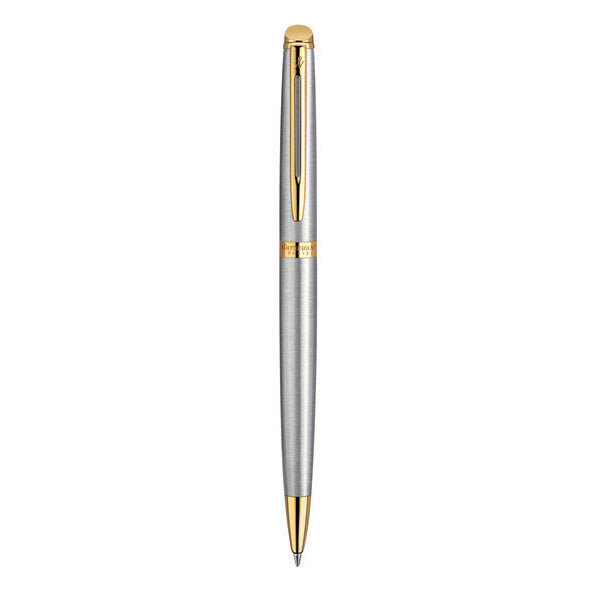 Waterman Hemisphere Ball Pen Medium Nib Blue Ink - Stainless Steel Gold Trim