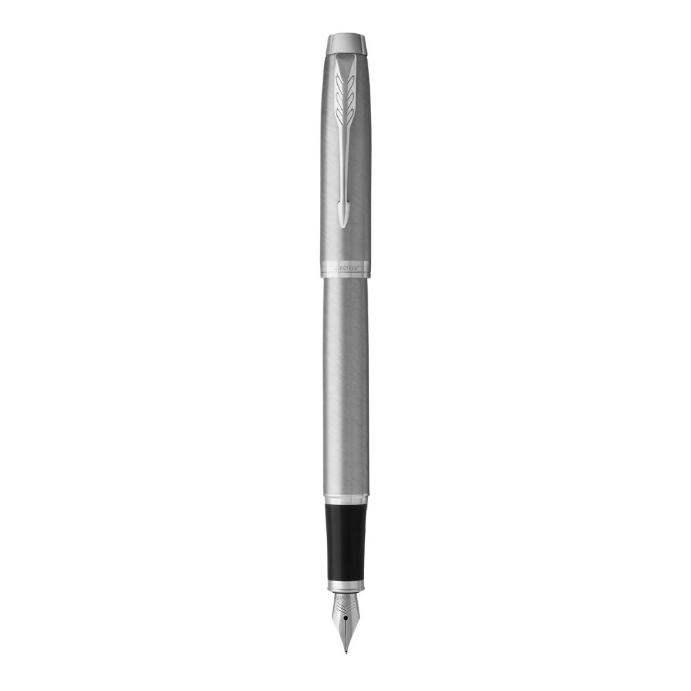 Parker IM Fountain Pen Medium Nib Black Ink - Stainless Steel Chrome Trim