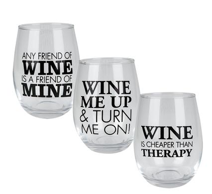 Tumbler Glass Wine Stemless Printd 475ml