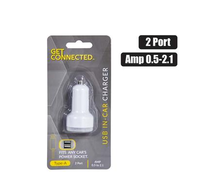 Get Connected USB In-Car Charger 2 Port 2.1A