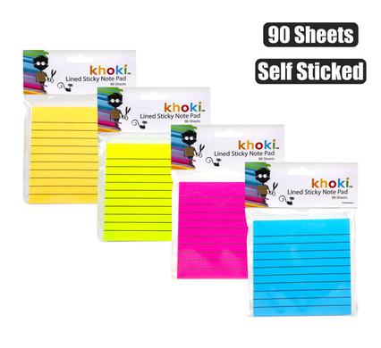 Khoki Note-Pad Self-Stick Ruled 90 Sheets