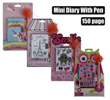 Novelty Girl Diary With Lock & Pen 150Pg