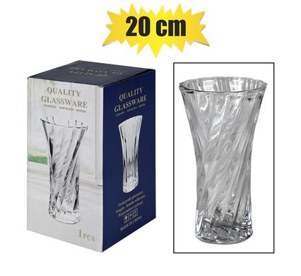 Vase Glass Swirl Thick 20cm Clear