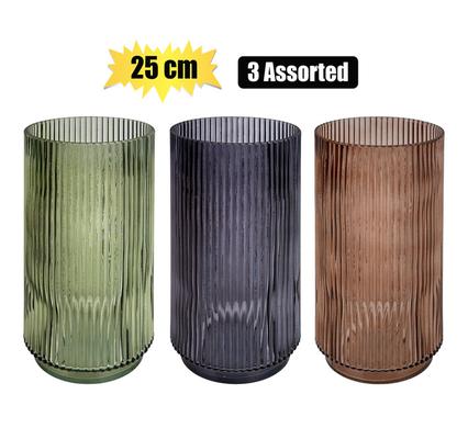 Vase Glass Stripe Pattern Assorted 25cm