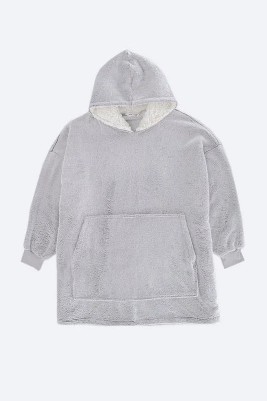 Grey Oversized Hoodie Blanket Wearable Blanket