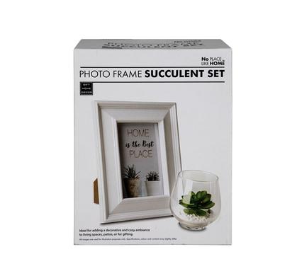 No Place Like Home Frame & Succulent Set Glass 17X2X22cm