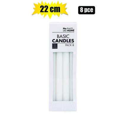 No Place Like Home Candle Basic Dinner 22.5cm White 8 Piece