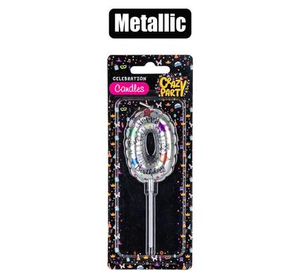 Crazy Party Candle Birthday Printed Metallic No-0