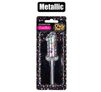 Crazy Party Candle Birthday Printed Metallic No-1